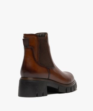 Boots femme à talon chunky dessus en cuir avec zip vue5 - 5 MILES - GEMO