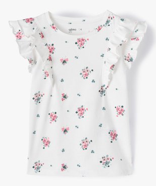 Tee-shirt fille à motifs fleuris et volants sur les épaules vue1 - GEMO 4G FILLE - GEMO
