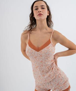 Haut de pyjama à fines bretelles et dentelle femme vue1 - GEMO 4G FEMME - GEMO