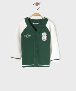 Gilet col V bicolore bébé garçon vue1 - GEMO(BEBE DEBT) - GEMO