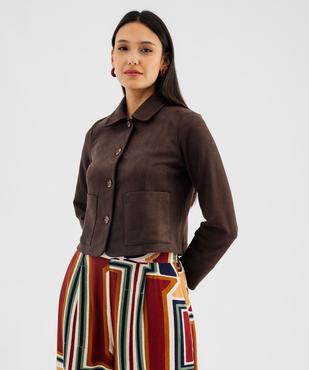 Veste courte en velours peau de pêche femme vue2 - GEMO(FEMME PAP) - GEMO
