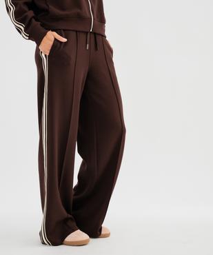 Pantalon de jogging large avec bandes latérales femme vue1 - GEMO(FEMME PAP) - GEMO