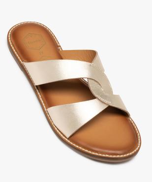 Mules femme à talon plat et larges brides en cuir - Taneo vue5 - TANEO - GEMO