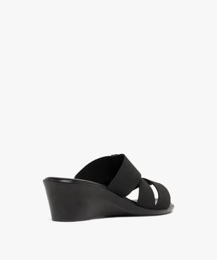 Mules femme à talon compensé et brides unies élastiques vue4 - GEMO(URBAIN) - GEMO