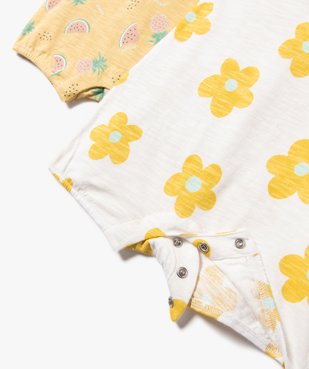 Combishort bébé fille à manches volantées (lot de 3) vue3 - GEMO(BB COUCHE) - GEMO
