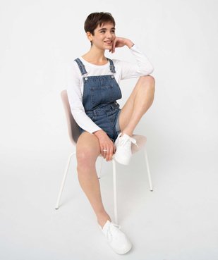 Salopette femme en jean coupe courte vue5 - GEMO 4G FEMME - GEMO