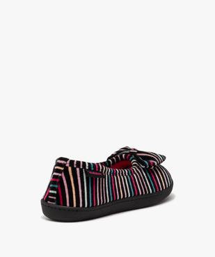 Chaussons femme ballerines en velours avec rayures colorées - Isotoner vue4 - ISOTONER - GEMO