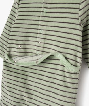 Pyjama dors-bien en velours à rayures avec message bébé garçon vue4 - GEMO(BB COUCHE) - GEMO