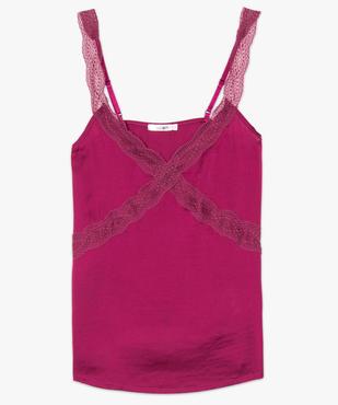 Débardeur femme satiné à bretelles en dentelle vue4 - GEMO(HOMWR FEM) - GEMO