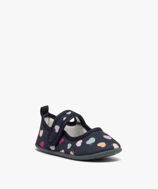 Chaussons fille ballerines en textile imprimé petits coeurs vue2 - GEMO 4G FILLE - GEMO