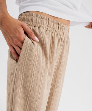 Pantalon large et fluide en toile texturée femme vue2 - GEMO 4G FEMME - GEMO