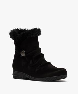 Boots fourrées femme zippées en suédine unie  vue2 - GEMO (CONFORT) - GEMO