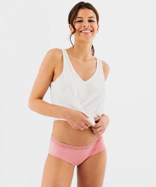 Shorty en coton stretch avec ceinture dentelle femme (lot de 2) vue3 - GEMO 4G FEMME - GEMO