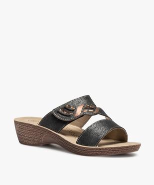 Mules femme confort brides métallisées à scratch vue2 - GEMO (CONFORT) - GEMO