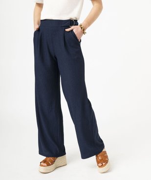 Pantalon large en maille fluide texturée femme vue1 - GEMO(FEMME PAP) - GEMO