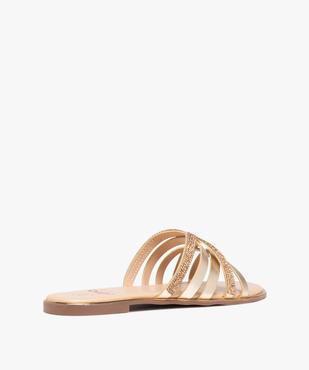 Mules femme à talon plat et brides métallisées à strass vue4 - GEMO (CASUAL) - GEMO