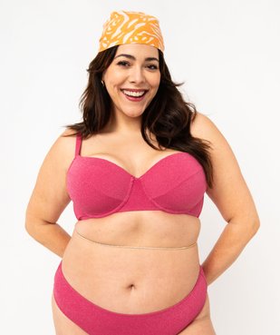Haut de maillot de bain emboitant en maille gaufrée femme grande taille vue1 - GEMO 4G FEMME - GEMO