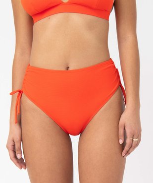 Slip de bain femme taille haute en maille texturée vue1 - GEMO 4G FEMME - GEMO