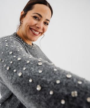 Pull en maille douillette avec strass femme grande taille vue2 - GEMO (G TAILLE) - GEMO