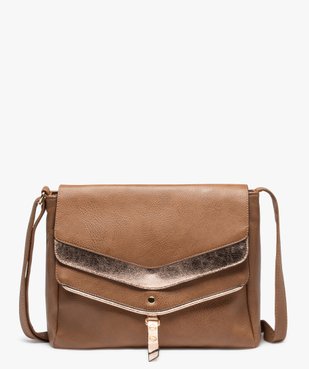 Sac femme forme besace en matière grainée avec touches pailletées vue1 - GEMO (ACCESS) - GEMO
