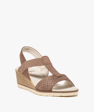 Sandales femme confort à talon compensé avec bride élastique et strass fantaisie vue2 - GEMO (CONFORT) - GEMO