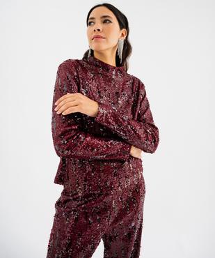 Tee-shirt col montant sequins femme vue1 - GEMO(FEMME PAP) - GEMO