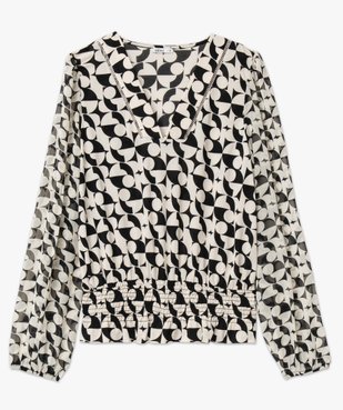 Blouse fluide imprimée à manches longues en voile femme vue4 - GEMO(FEMME PAP) - GEMO