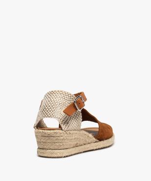 Sandales femme à talon compensé façon espadrilles en cuir vue4 - GEMO (CASUAL) - GEMO