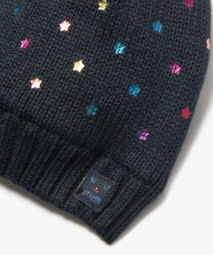 Bonnet bébé fille à pompon, étoiles et doublure chaude vue2 - GEMO(BEBE DEBT) - GEMO