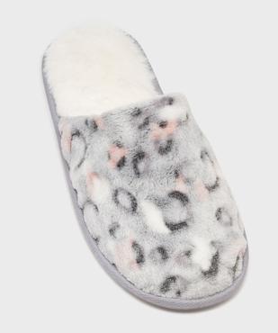 Chaussons mules en velours imprimé femme vue5 - GEMO 4G FEMME - GEMO