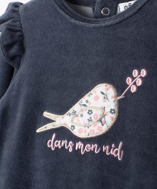Pyjama bébé fille en velours avec volants sur les épaules vue2 - GEMO(BB COUCHE) - GEMO