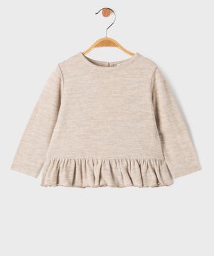 Pull en maille souple, douce et extensible avec basque bébé fille vue1 - GEMO(BEBE DEBT) - GEMO