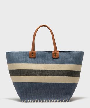 Sac cabas en paille de papier rayée femme vue1 - GEMO (ACCESS) - GEMO