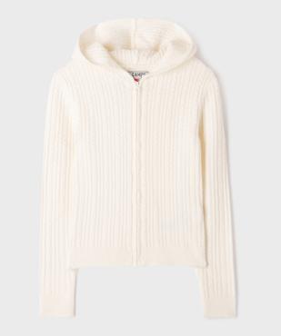 Gilet à capuche zippé en maille fantaisie extensible fille vue1 - GEMO (JUNIOR) - GEMO