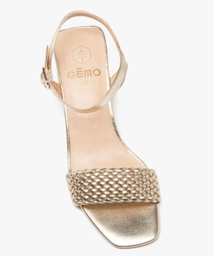 Sandales femme à talon carré et bride tressée métallisée vue6 - GEMO(URBAIN) - GEMO