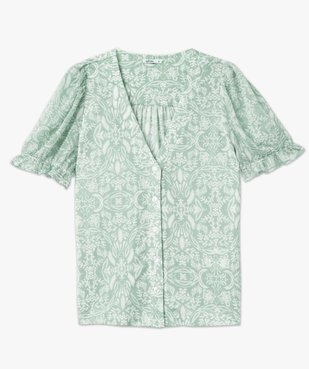 Tee-shirt boutonné avec manches courtes en voile femme vue4 - GEMO(FEMME PAP) - GEMO