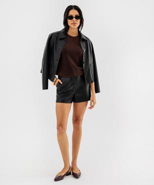 Veste droite en cuir imitation souple femme vue5 - GEMO(FEMME PAP) - GEMO