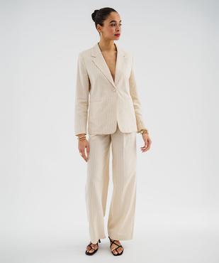 Veste blazer à fines rayures en viscose et lin femme vue5 - GEMO(FEMME PAP) - GEMO