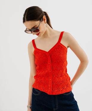 Débardeur en maille ajourée boutonné sur l’avant femme vue1 - GEMO 4G FEMME - GEMO