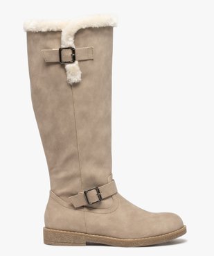 Bottes femme à talon plat dessus uni et col duveteux vue1 - GEMO (CASUAL) - GEMO