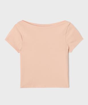 Tee-shirt manches courtes et col bateau coupe courte fille vue1 - GEMO 4G FILLE - GEMO