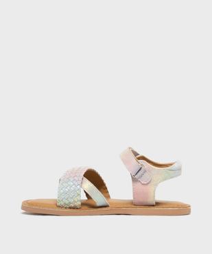 Sandales en cuir à brides croisées irisées et scratch ajustable fille - Lovely Wings vue3 - LOVELY WINGS GEMO FOR GOOD - GEMO