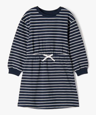 Robe sweat manches longues à rayures et taille élastique fille vue1 - GEMO (ENFANT) - GEMO