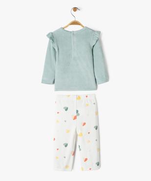 Pyjama en velours 2 pièces avec message brodé bébé fille vue4 - GEMO 4G BEBE - GEMO