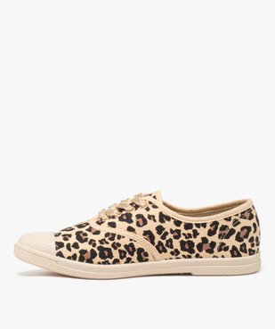 Baskets femme en toile à motif léopard avec lacets vue3 - GEMO 4G FEMME - GEMO