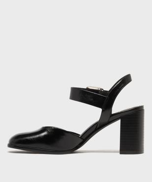 Escarpins sling back à talon large et bout carré femme - Follow Me vue3 - FOLLOW ME - GEMO