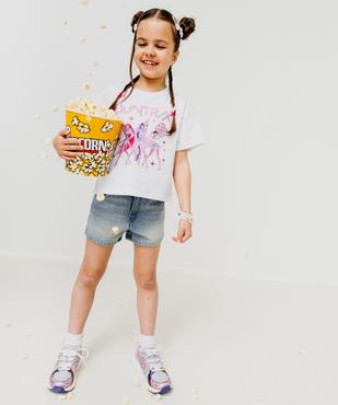 Short en jean avec perles et taille ajustable fille vue1 - GEMO (ENFANT) - GEMO