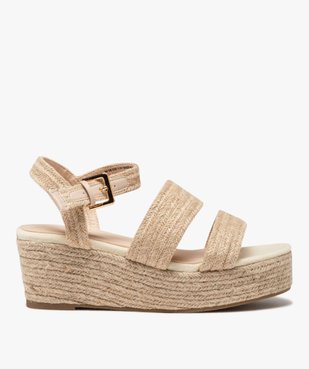 Sandales femme à talon compensé et brides unies en jute vue1 - GEMO(URBAIN) - GEMO