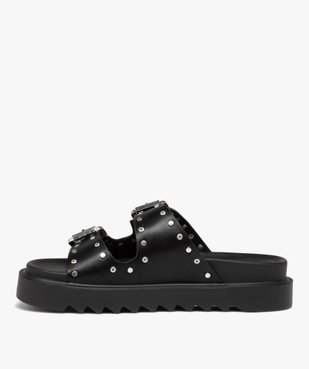 Mules femme à larges brides à boucle et clous métalliques vue3 - GEMO (CASUAL) - GEMO