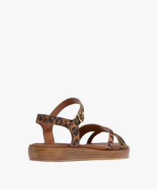 Sandales en cuir imprimé léopard femme - Tanéo vue4 - TANEO - GEMO